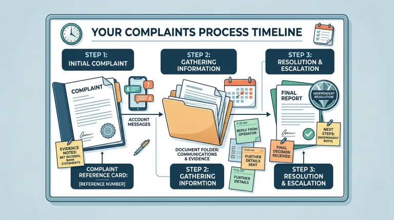 Complaint timeline with evidence notes and account messages