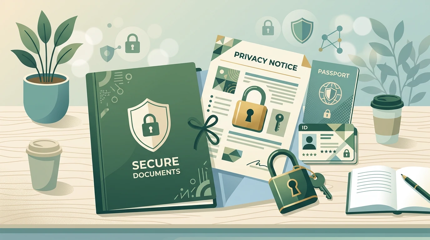 Document privacy concept with lock and forms