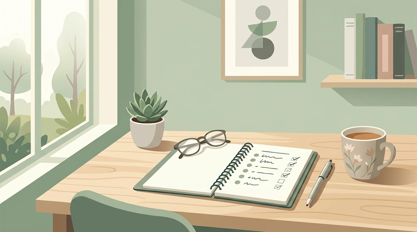Notebook with a calm gambling safety checklist