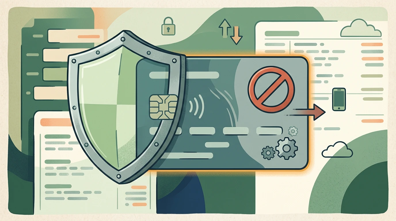 Payment controls concept with card and shield